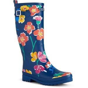 Vera Bradley Blue Multicolor Santiago Floral Rain Boots Women's Size 7 New